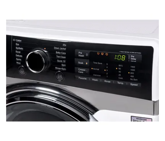 Evvoli EVWM-FDDH-914W 9 KG 1400 PRM Direct Drive Motor Washing Machine – White and Black 4 in UAE