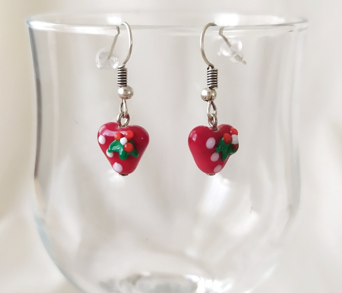 Handmade Glass Art Heart Jewellery Set - Red 2 in UAE