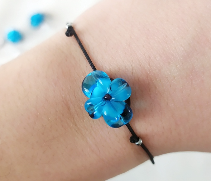 Handmade Glass Art Violet Jewellery Set - Blue and Black 3 in UAE