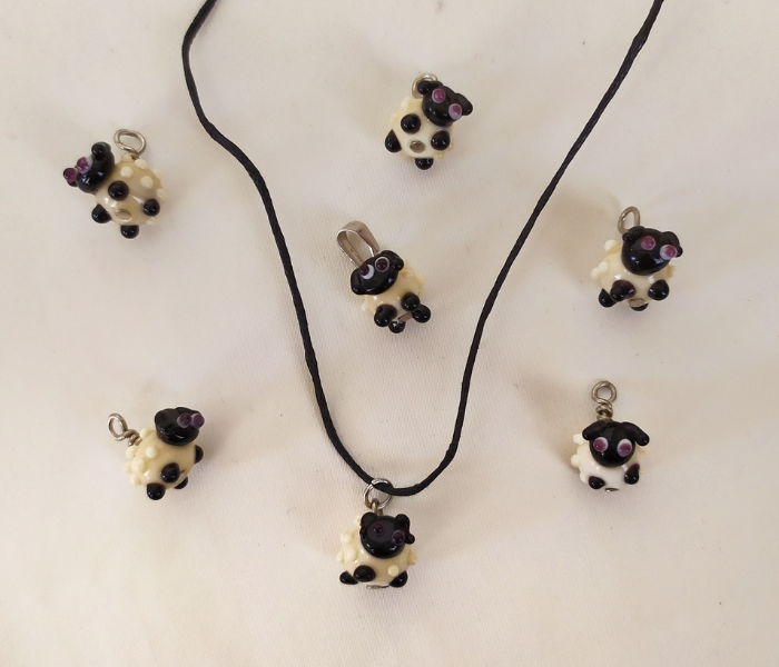 Handmade Glass Art Lamp Jewellery Set - Beige 1 in UAE