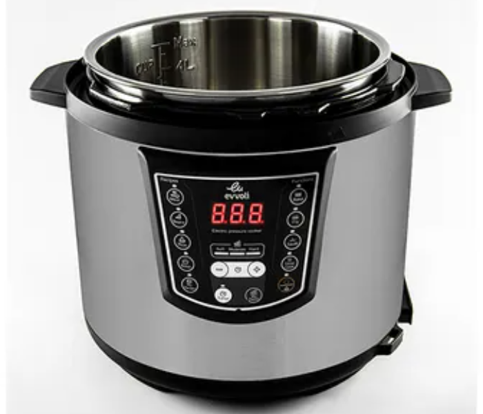 Evvoli EVKA-PC6009B 6Litre 1000W Digital LED Display 9-in-1 Multi-Use Programmable Pressure Cooker - Black and Silver 3 in UAE