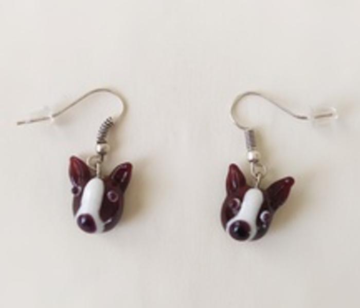 Handmade Glass Art Dog Jewellery Set - Brown and White 3 in UAE