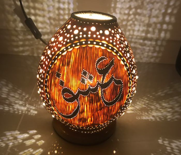Handmade ISHQ Gourd Art Night Lamp - Wood 2 in UAE
