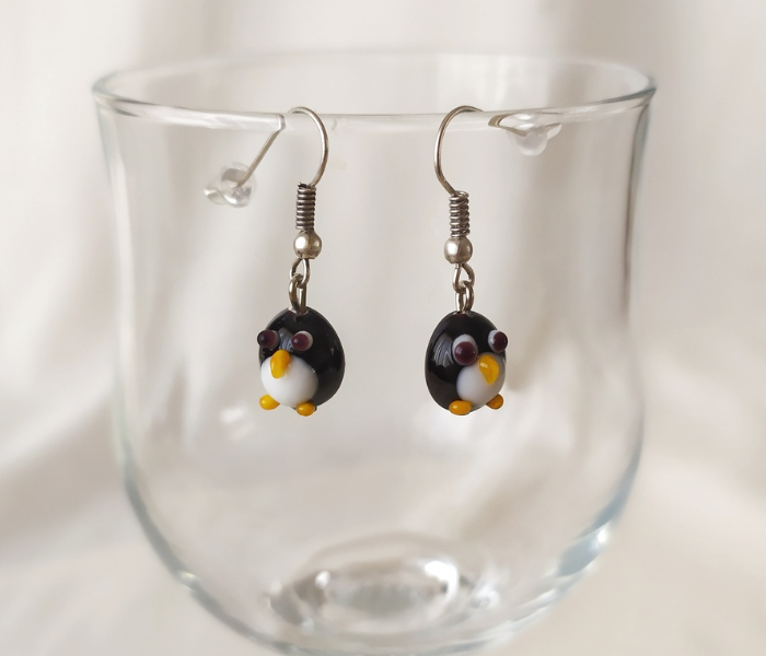 Handmade Glass Art Penguin Jewellery Set - Black 2 in UAE