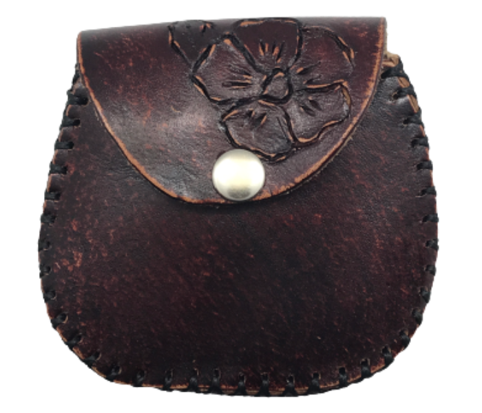 Handmade Leather Small Bag for Coins- Brown 1 in UAE