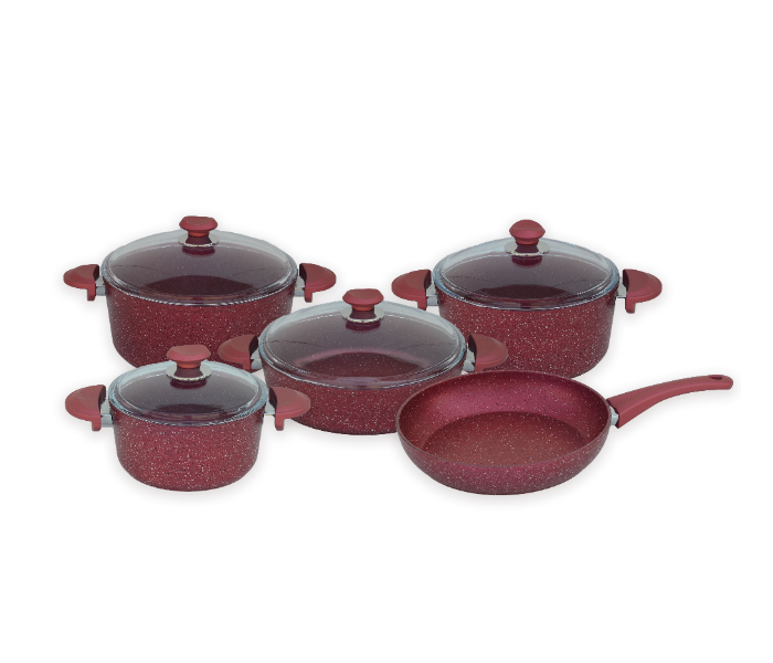 OMS Collections 9 Pieces Granitec Cookware Set – Red 1 in UAE