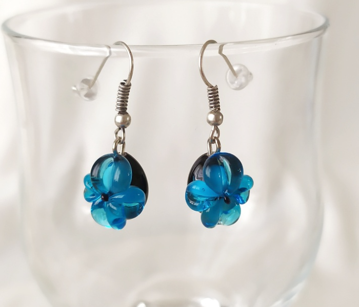 Handmade Glass Art Violet Jewellery Set - Blue and Black 2 in UAE