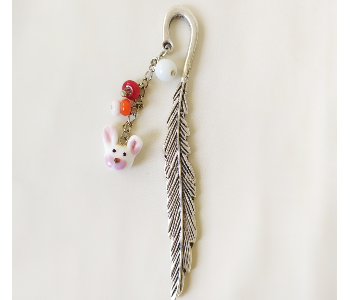 Handmade Glass Art Bookmark of Rabbit - Pink and White 1 in UAE