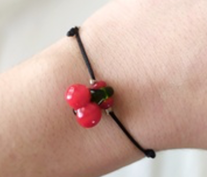 Handmade Glass Art Cherry Jewellery Set - Red and Black 3 in UAE