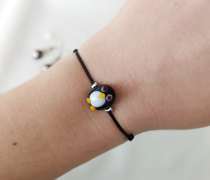 Handmade Glass Art Penguin Jewellery Set - Black 3 in UAE
