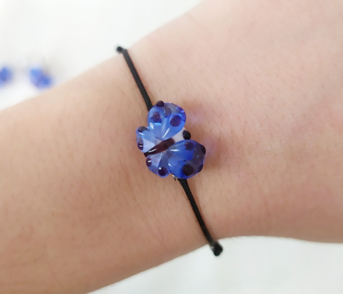 Handmade Glass Art Butterfly Jewellery Set - Navy Blue 3 in UAE