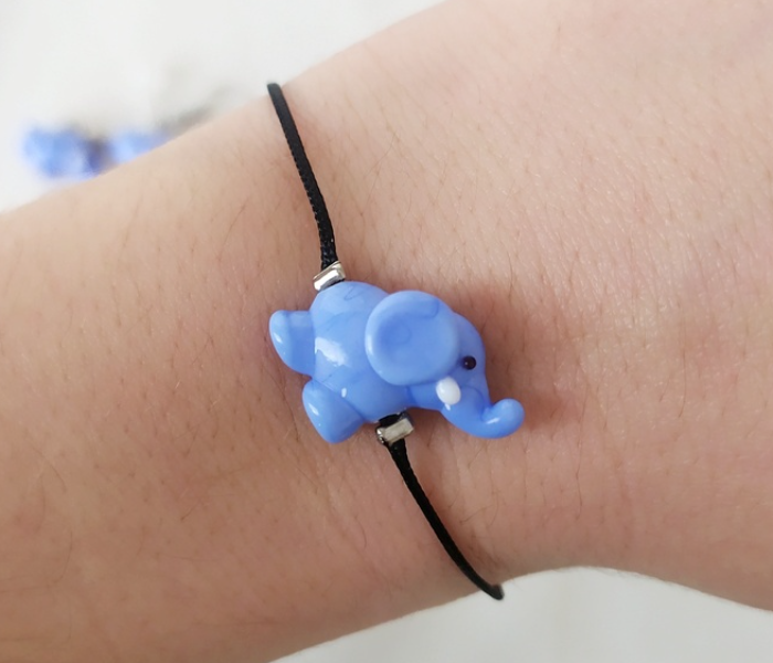 Handmade Glass Art Elephant Jewellery Set - Blue and Black 3 in UAE