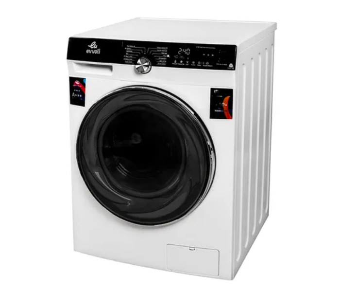 Evvoli EVWM-FBLE-914W 9 KG 1400 PRM Front Load Washing Machine – White and Black 2 in UAE