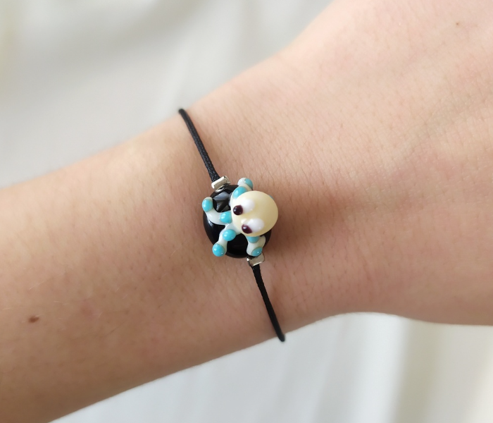 Handmade Glass Art Octopus Jewellery Set - Black and White 4 in UAE