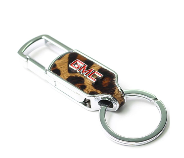 Designer Case Car Keychain with Carabiner Hook for GMC - Brown and Silver 1 in UAE