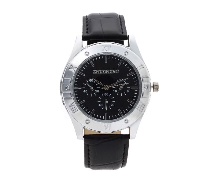 Zhuoheng Leather Strap Analog Watch with Lighter for Men - Black and Stainless Steel 1 in UAE
