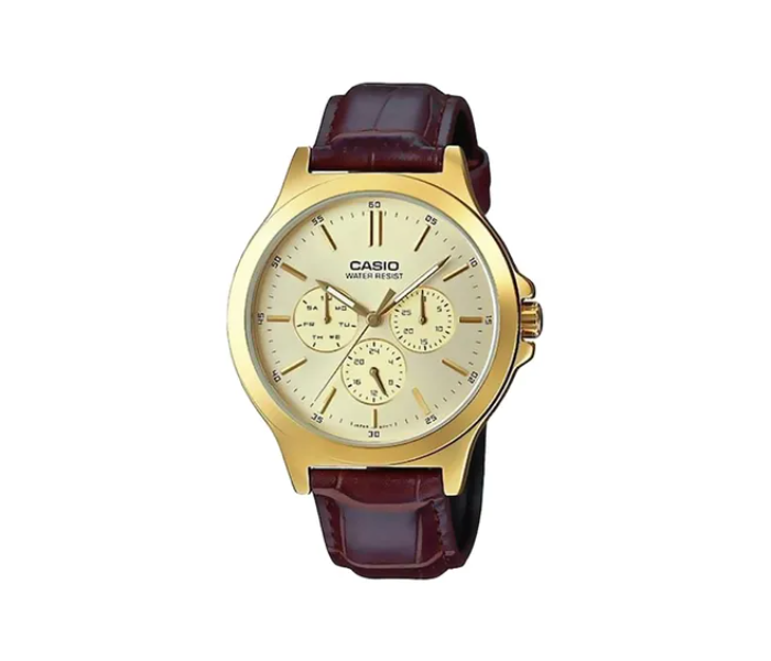 Casio MTP-V300GL-9AUDF Water Resistant Analog Watch for Men - Brown and Gold 1 in UAE