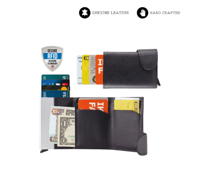 Generic 100G-2 Genuine Leather Wallet and an RFID Cardholder - Black 1 in UAE