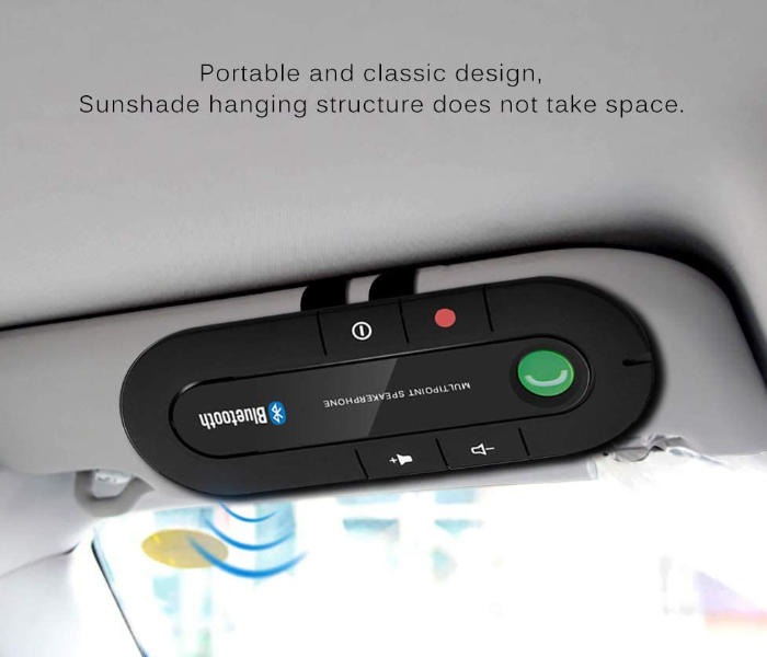 Bluetooth Multipoint Speakerphone Handsfree Car Kit with Sun Visor Clip - Black 3 in UAE