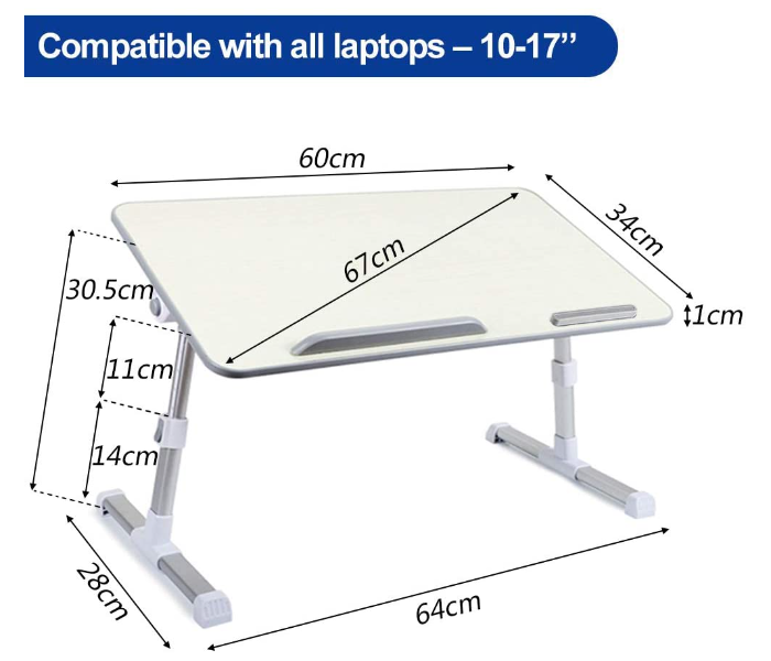 Large Adjustable Laptop Table with Foldable and Angle Adjustable Tray 6 in UAE