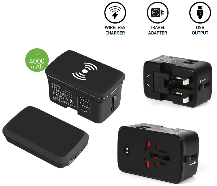 Generic 15G-2 Travel Adapter With Detachable Power Bank And Wireless Charging Modules - Black 2 in UAE