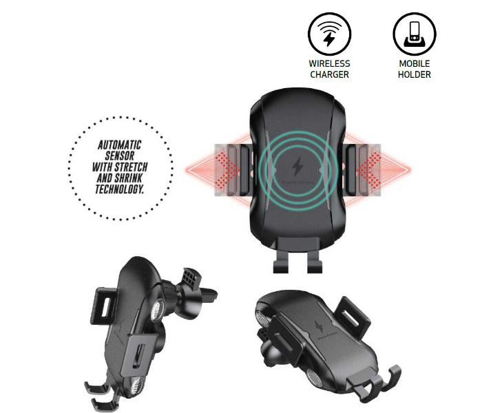 Generic 20G-2 Intelligent Car Phone Holder With Automatic Sensor And Wireless Charger - Black 1 in UAE