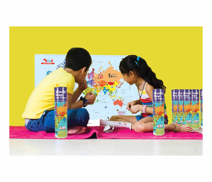 CocoMoco Kids World Map with Reusable Stickers Activity Kit 4 in UAE
