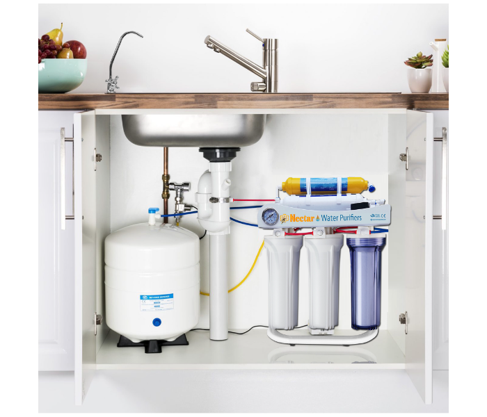 Nectar NC-6ST-PGS-01 6 Stage Reverse Osmosis Drinking Water Filter System with Stand and Pressure Gauge 3 in UAE