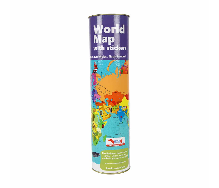 CocoMoco Kids World Map with Reusable Stickers Activity Kit 1 in UAE