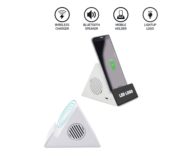 Generic 13G-1 Elegant Bluetooth Speaker And Wireless Charger With A Light-Up Logo Area - White 2 in UAE