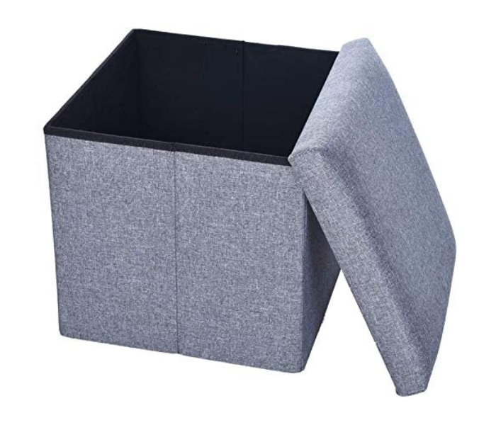 Ottoman Cube Small Foldable Foot Stool with Storage - Grey 1 in UAE