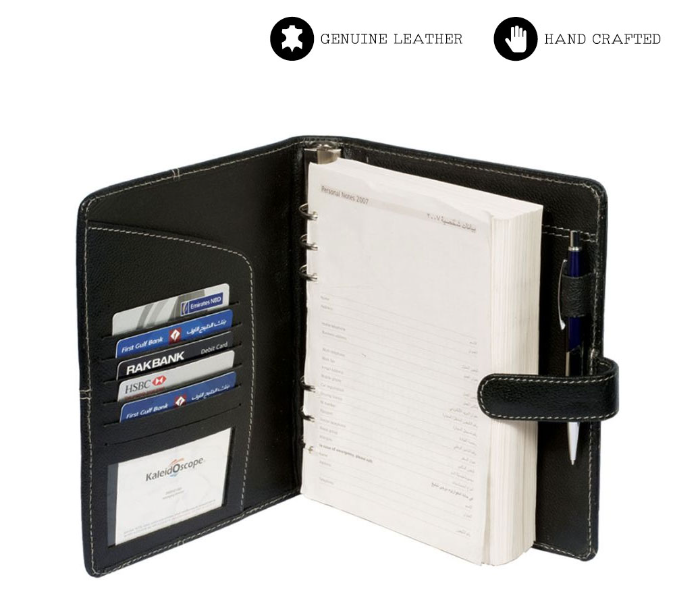 Generic 93G-1 Handcrafted Grained Leather Manuscript - Black 2 in UAE
