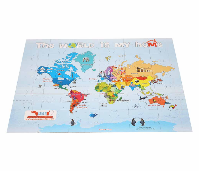 CocoMoco Kids World Map Puzzle 30 pcs 2in1 Colouring Puzzle 4 in UAE