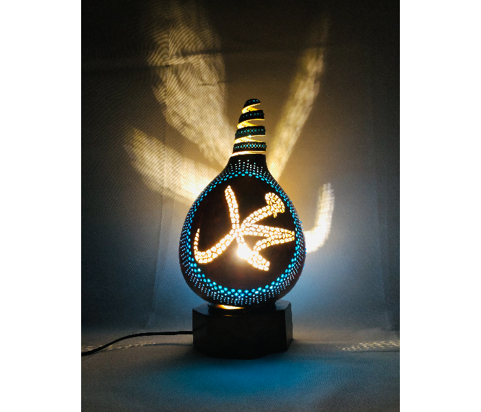 Handmade Spiral Gourd Art Night Lamp with Bluetooth and Radio - Gold 2 in UAE