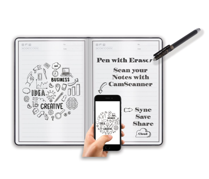 Generic 52G-1 Premium Schwarzwald A5 Notebook With Erasable Pen and Companion App - Black 2 in UAE