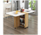 3 in 1 Rolling Dining Table Set Marble Folding Dining Table Movable Wood Office Table Kitchen Storage - Wood and White 1 in OMAN