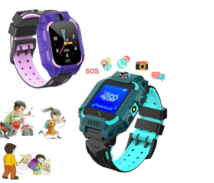 Kids Positioning GPS Smart Watch With Micro Sim Card and HD Touch Screen - Pink and Purple 4 in UAE