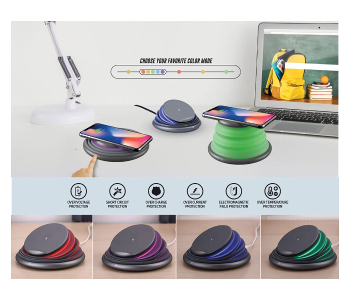 Generic 12G-1 Wireless Fast Charger With Mood Light - Black 2 in UAE