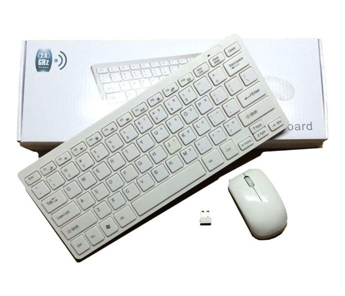 Premium KM901 Mini Wireless Keyboard and Mouse - White 1 in UAE