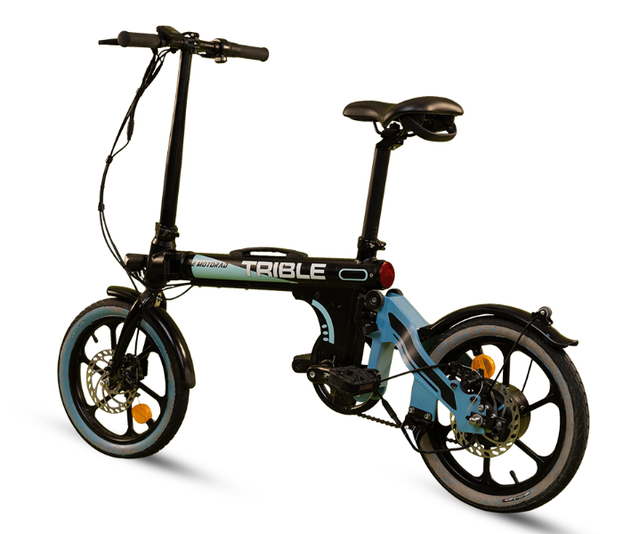E-Motorad Trible 250W Lightweight Tri-Folding eBike - Black and Blue 3 in UAE
