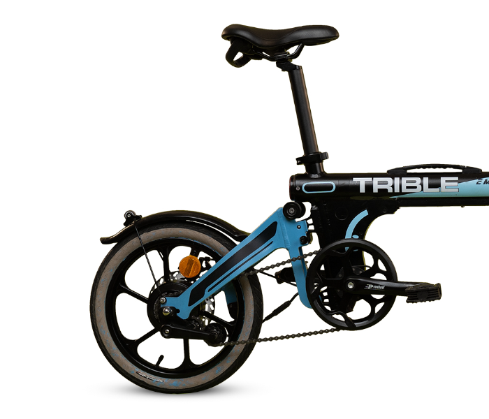 E-Motorad Trible 250W Lightweight Tri-Folding eBike - Black and Blue 5 in UAE