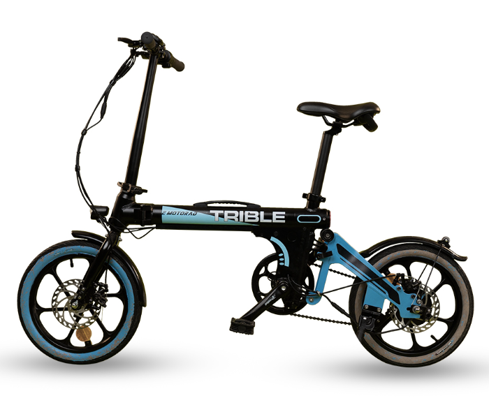 E-Motorad Trible 250W Lightweight Tri-Folding eBike - Black and Blue 1 in UAE