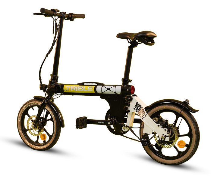 E-Motorad Trible 250W Lightweight Tri-Folding eBike - Black and Yellow 2 in UAE