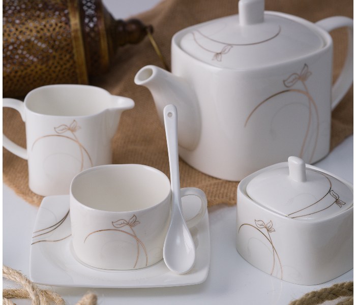 Insiya SV212 56 Piece Superior Quality New Bone China Dinner Set- White 2 in UAE