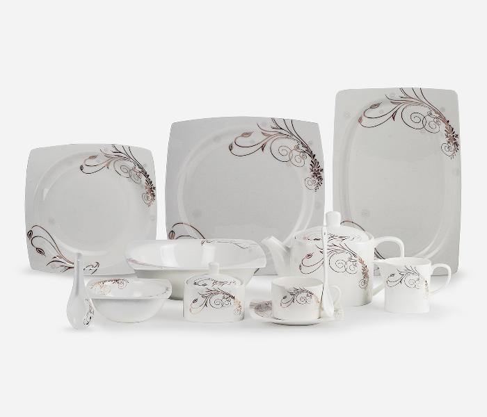 Insiya SV207 56 Piece Superior Quality New Bone China Dinner Set- White 1 in UAE