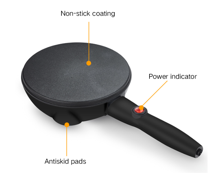 Azal AZWM-09 800W 8.1 Inch Non-Stick Mini Crepe Maker - Black 2 in OMAN
