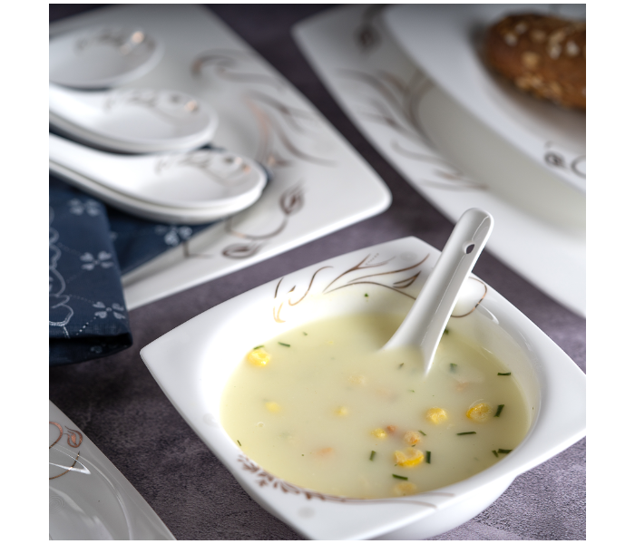 Insiya SV207 56 Piece Superior Quality New Bone China Dinner Set- White 5 in UAE