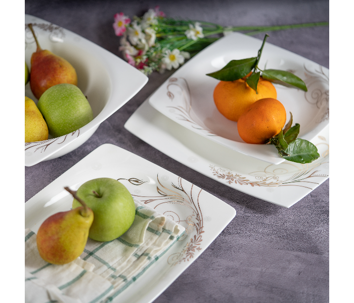 Insiya SV207 56 Piece Superior Quality New Bone China Dinner Set- White 6 in UAE