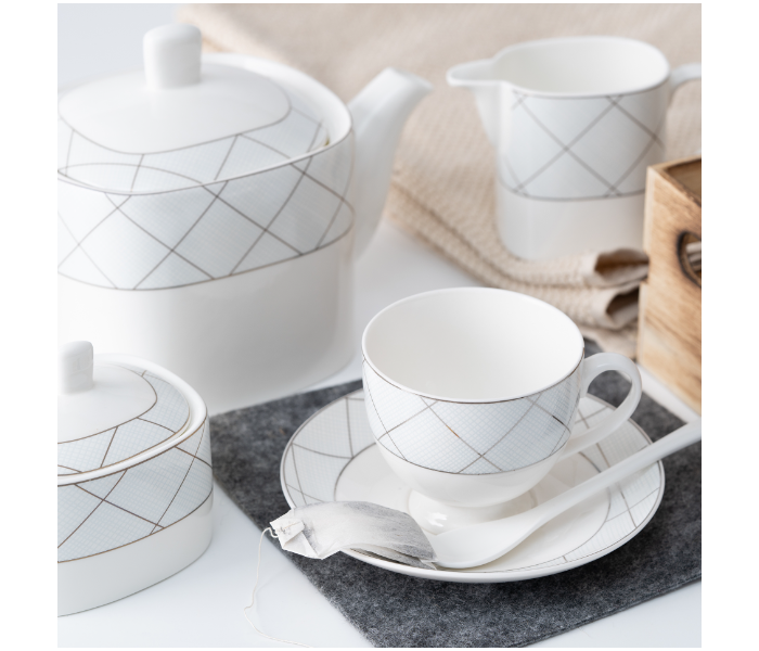 Insiya SV211 56 Piece Superior Quality New Bone China Dinner Set- White 2 in UAE