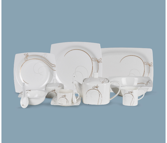 Insiya SV213 56 Piece Superior Quality New Bone China Dinner Set- White 2 in UAE